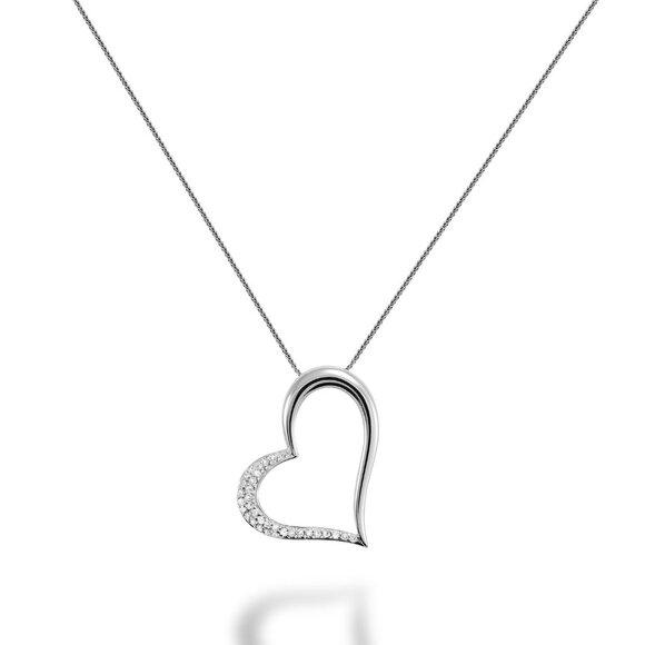 Open heart diamond pendant in 14K gold - Picture 2 of 3